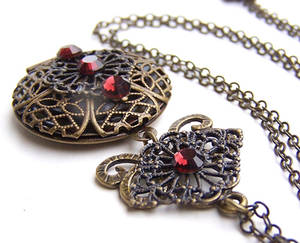 Dark red gothic locket