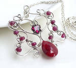 Dark pink ruby necklace in sterling silver by CreativityJewellery