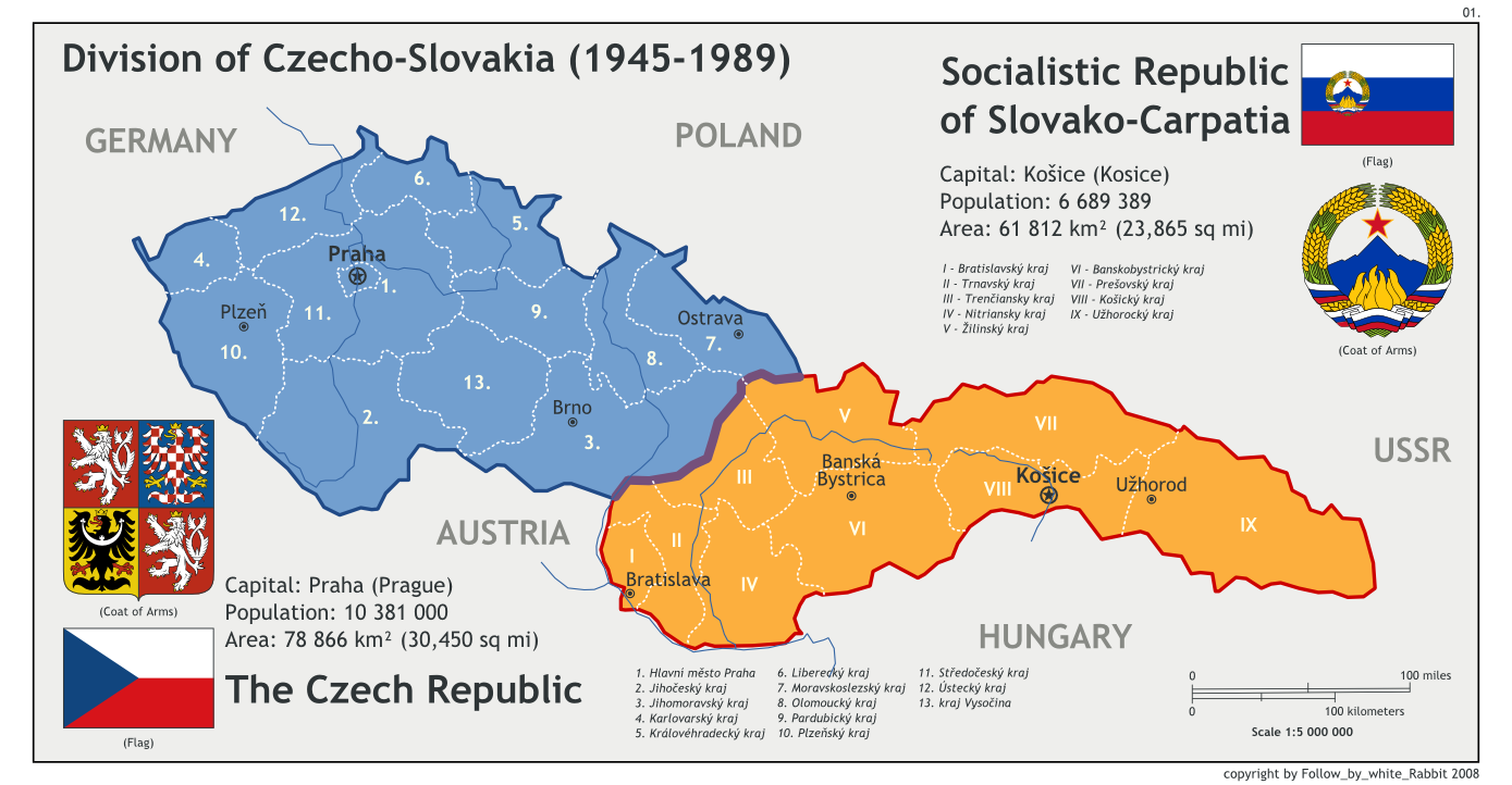 Divsion of Czecho-Slovakia Map