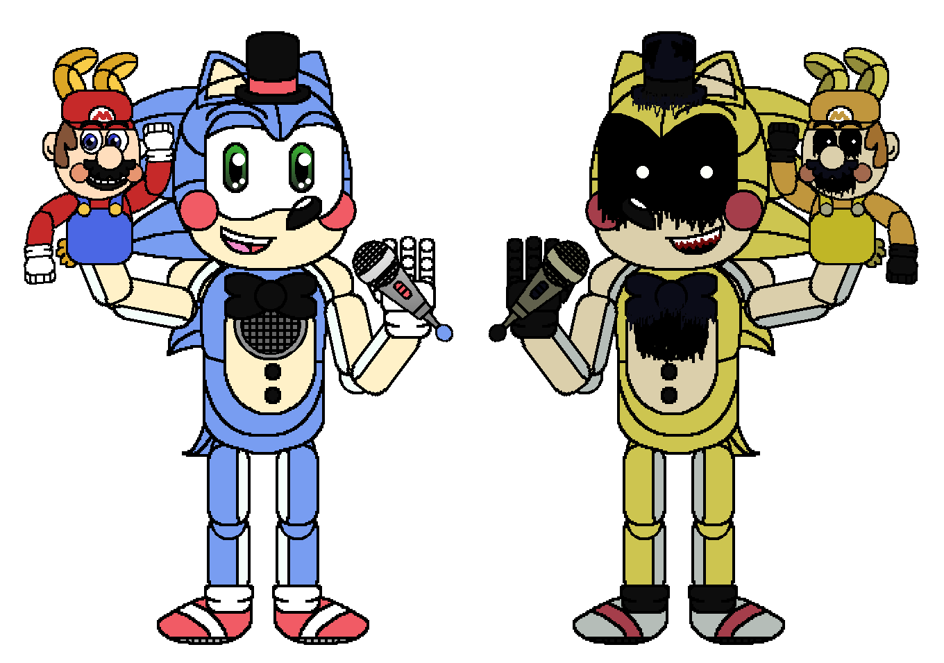 FNaS: SL - Funtime Sonic and Mini Mario by SarahDeFroggo225 on DeviantArt