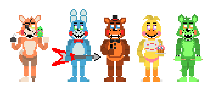 Fnaf6 FFPS Animatronics 8-bit by 133alexander on DeviantArt