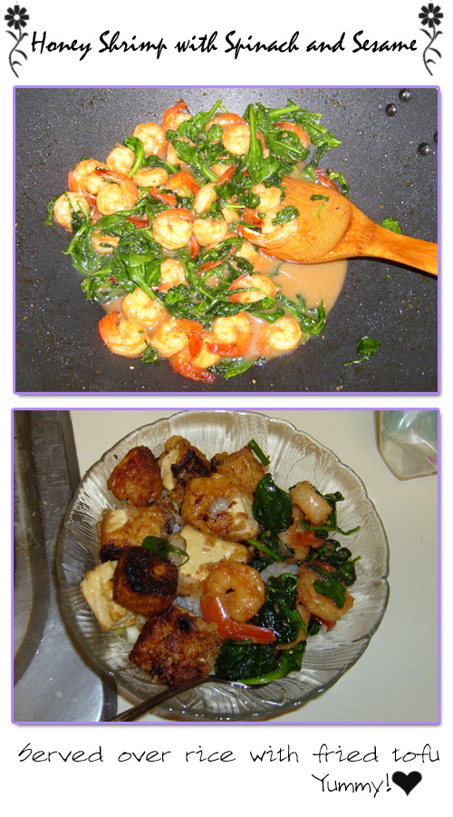 Honey Shrimp with Spinach