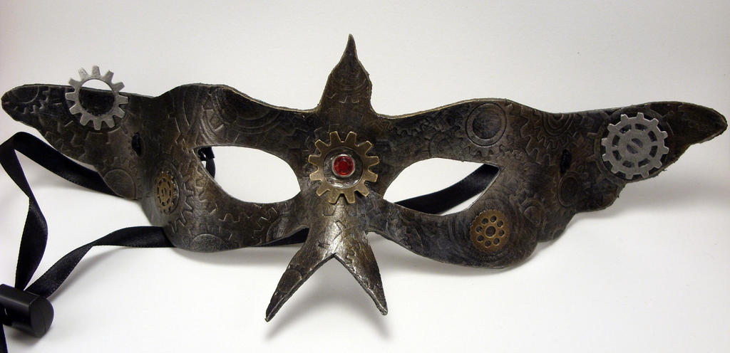 Steampunk Bird Mask Brushed Steel with Red Gem by LucyLovesLeather on ...