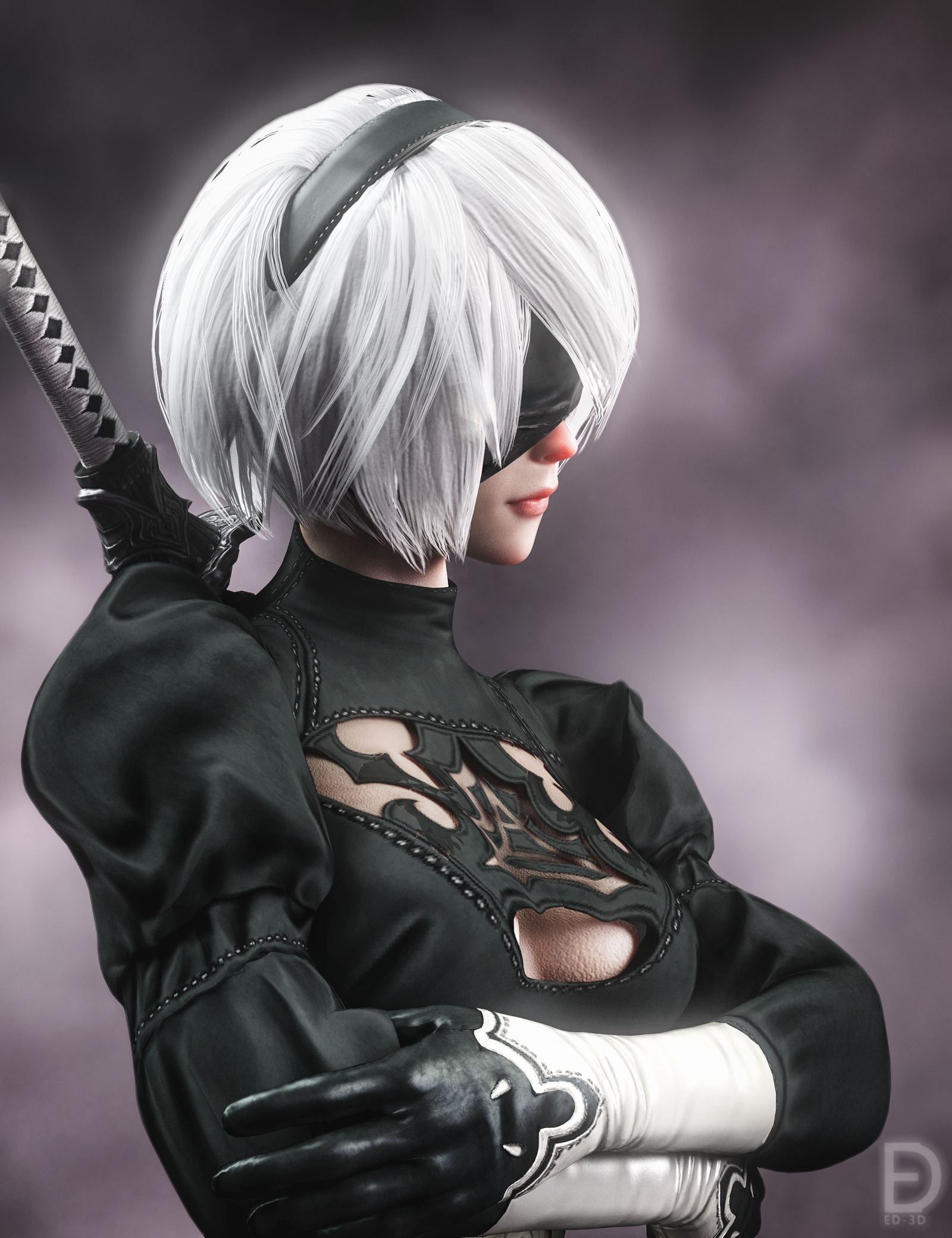 Nier Automata 2b Closeup By Ed 3d On Deviantart Nier Automata 2b Closeup By Ed 3d On Deviantart