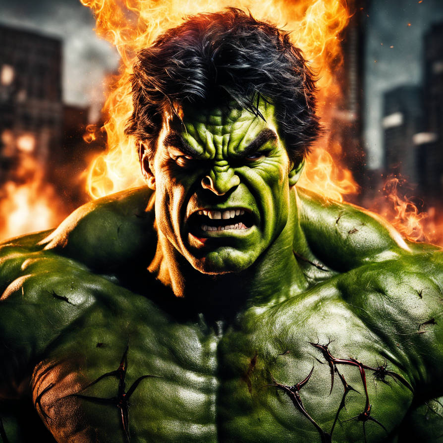 Hulk on fire sangrando by RizzoBruno on DeviantArt