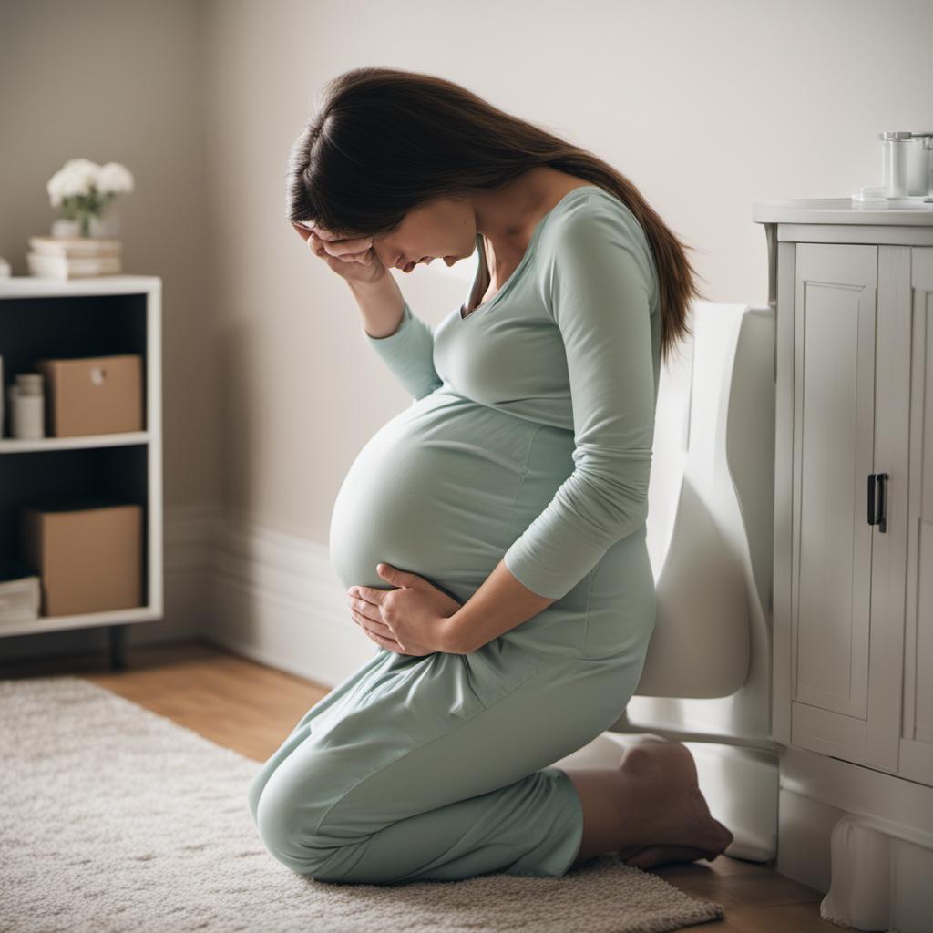 Pregnant Woman Vomiting Green Liquid Pregnant Woman Vomiting Green Liquid