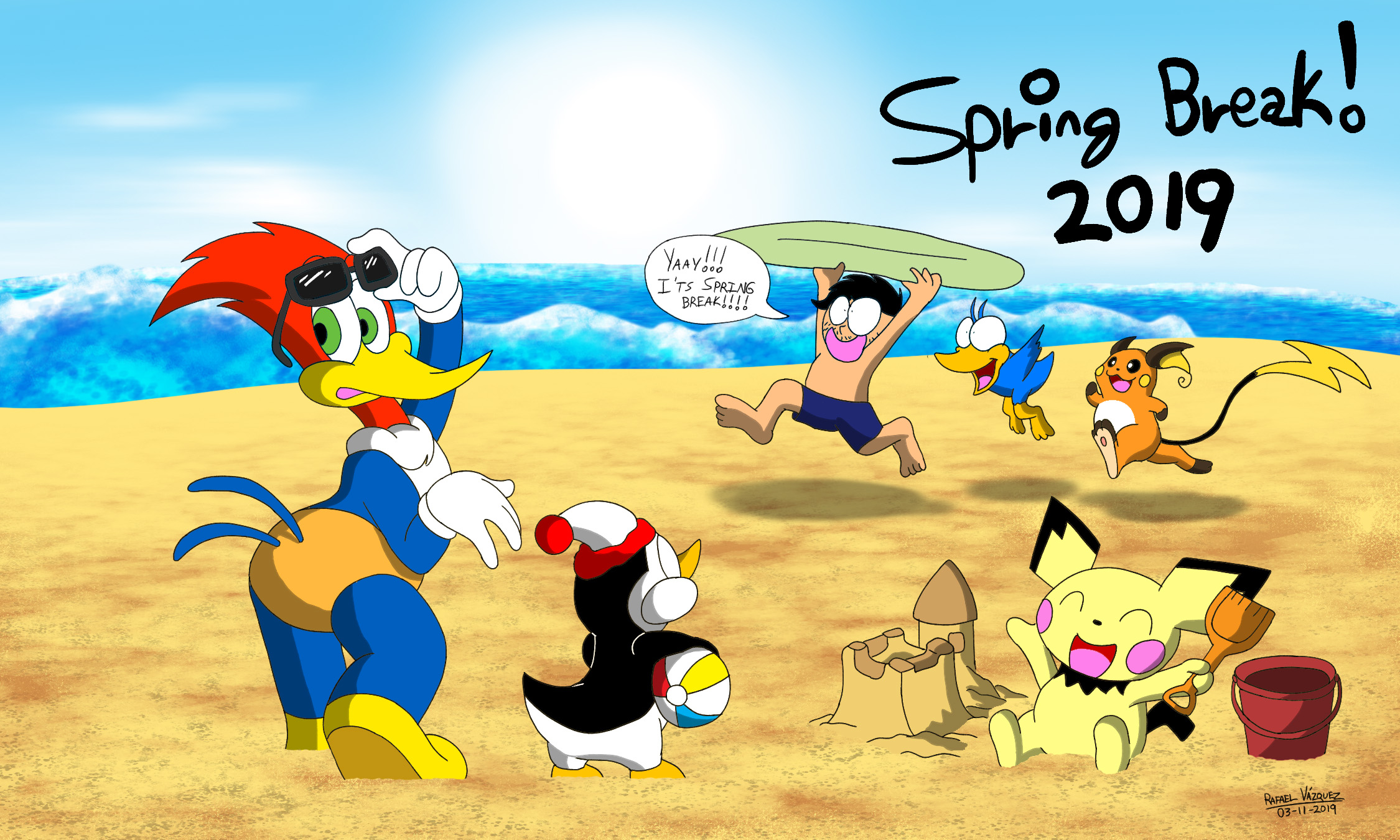Spring Break 5 Characters Spring Break 2019! by Rafael-Arts on DeviantArt