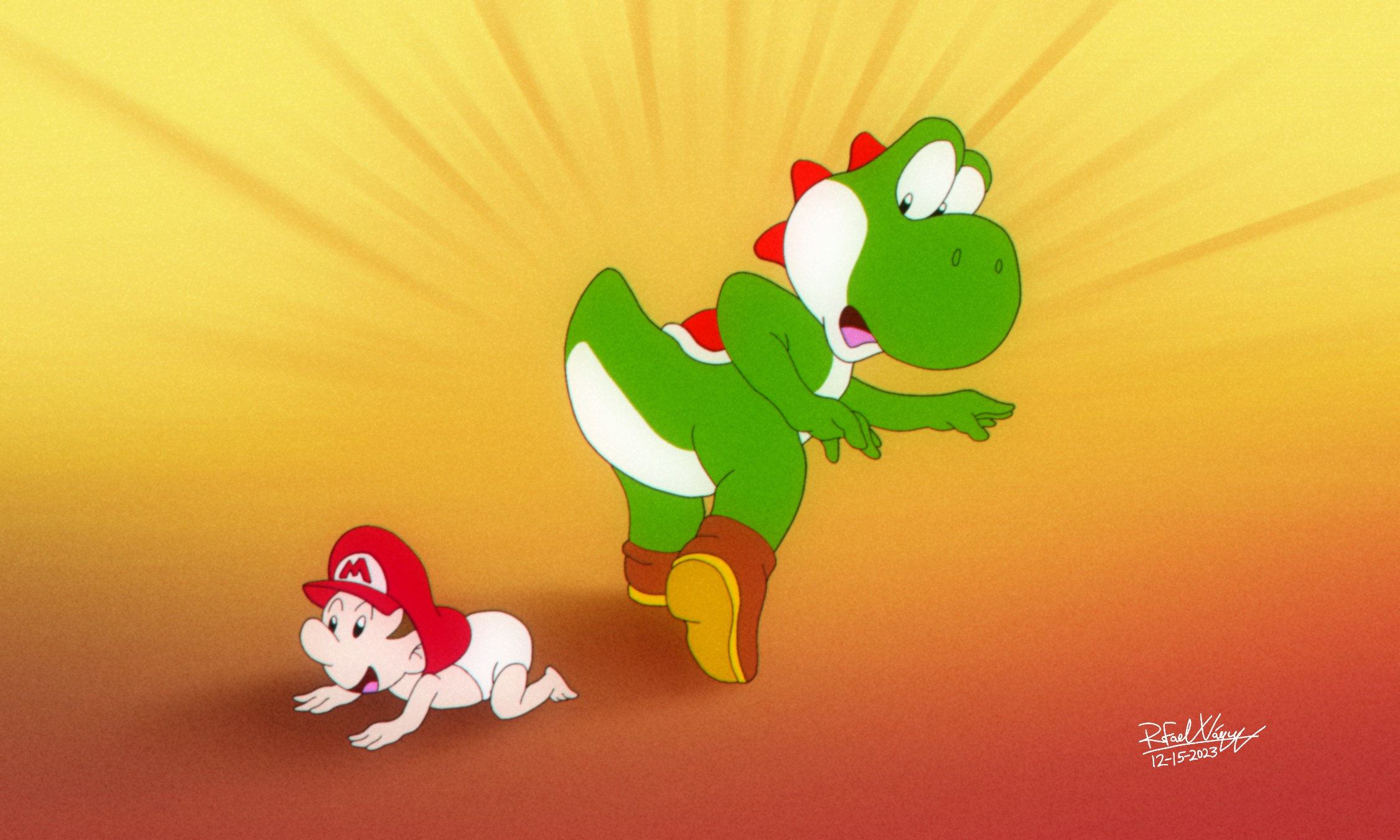 Baby Mario and Yoshi by Rafael-Arts on DeviantArt