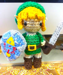 Link Zelda Amigurumi Doll With Shield and Sword