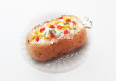 Miniature Food Jewelry - Polymer Clay Baked Potato