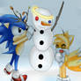Sonic+Tails Makein an Snowman