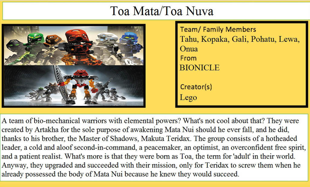 Toa Mata/Toa Nuva Terrific Teams by JasonPictures on DeviantArt