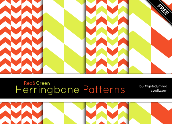 Red And Green Herringbone Patterns