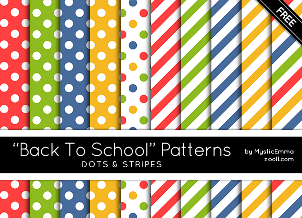 Back To School Dots And Stripes Patterns
