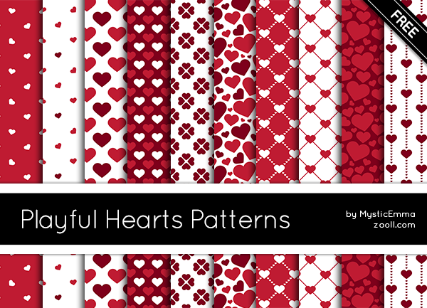 Playful Hearts Patterns by MysticEmma