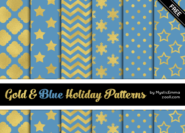 Gold And Blue Holiday Patterns