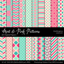 Mint And Pink Patterns