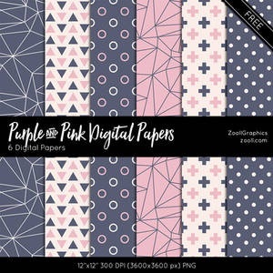 Purple And Pink Digital Papers