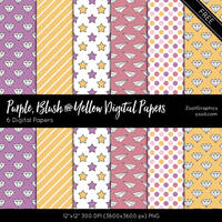 Purple, Blush And Yellow Digital Papers