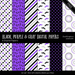 Black, Purple And Gray Digital Papers by MysticEmma