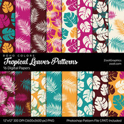 Tropical Leaves Boho Colors Digital Papers