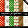 Red, Green And Gold Digital Papers