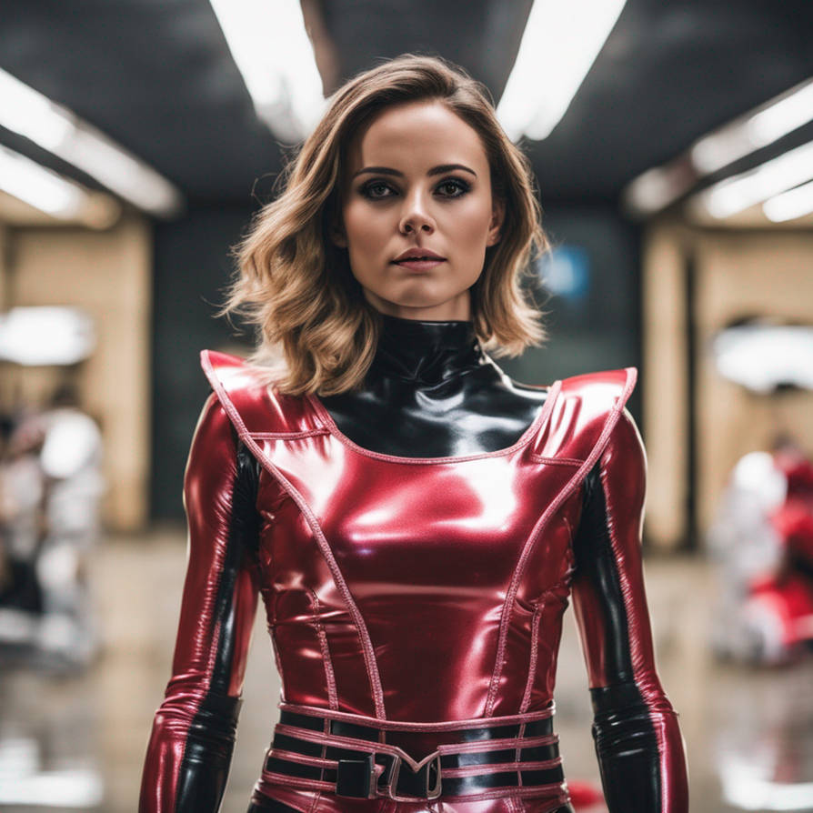 Female red Power Ranger wearing latex 6 by DanielFincannon on DeviantArt