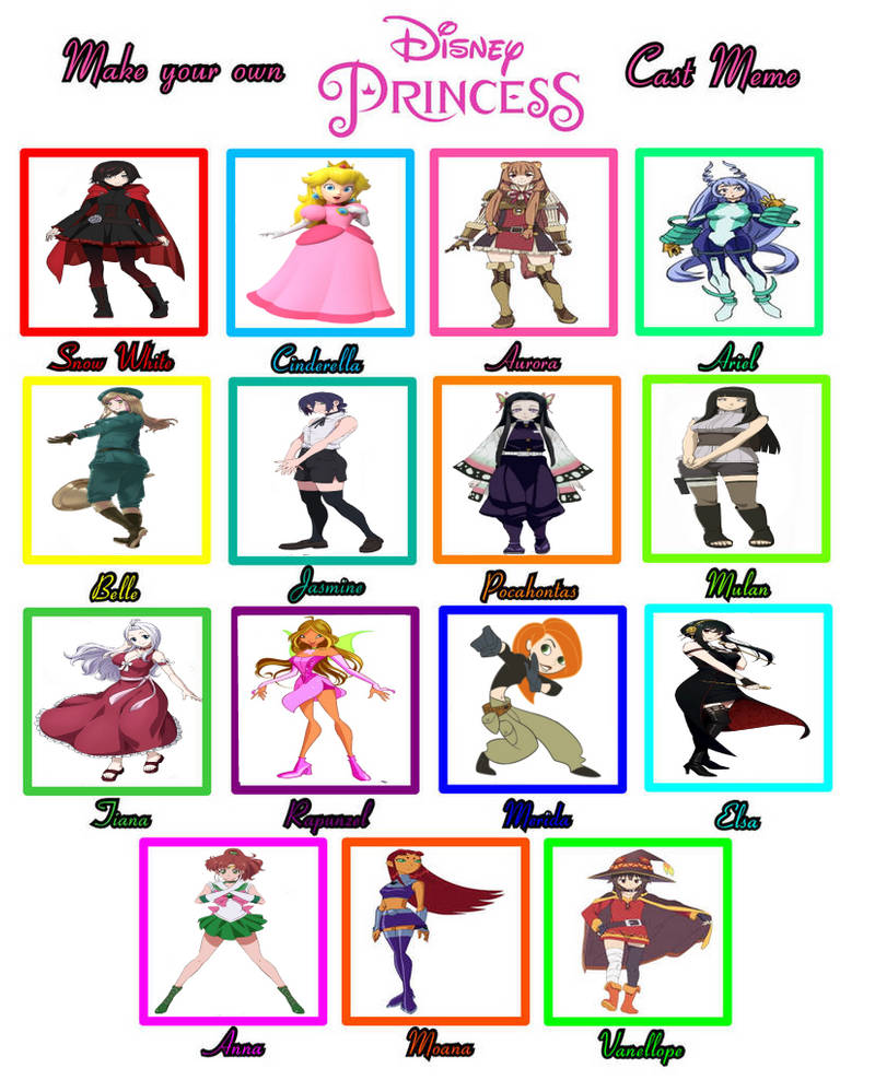 Princess Comedy Actor Disney Princess Cast Meme (Part 5) by galiatheknyfan2021 on DeviantArt