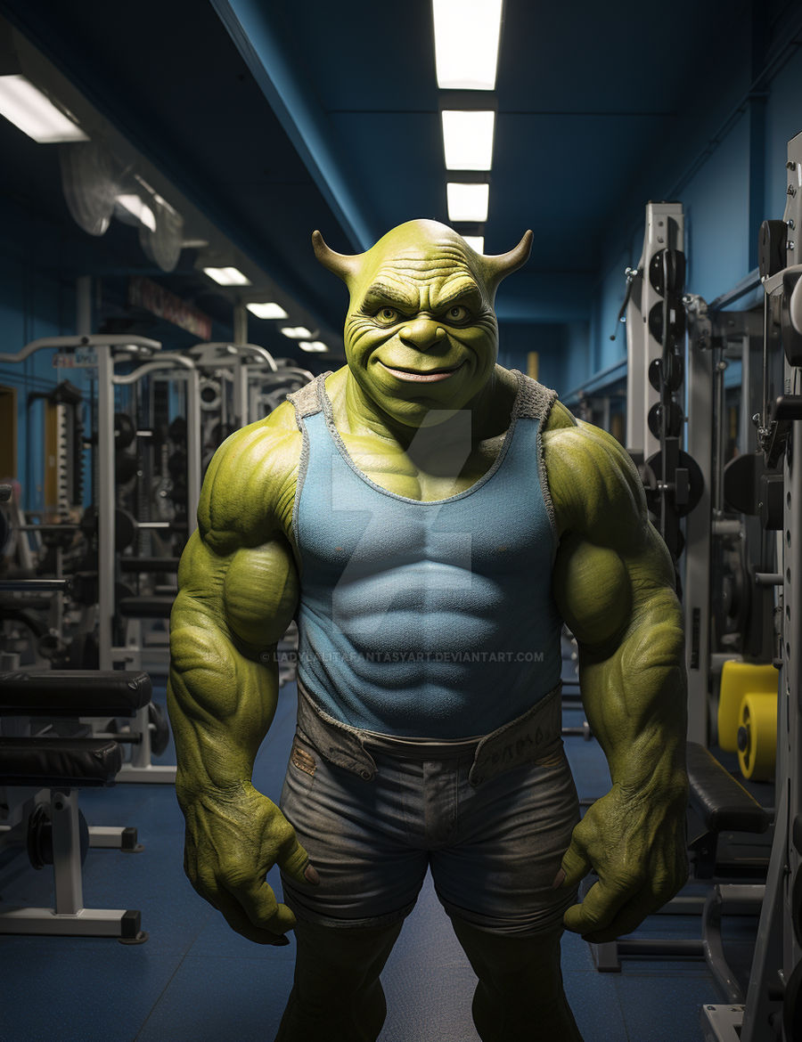 Shreck Fit Shrek At The Gym ripped with abs lol by LadyLalitaFantasyArt on DeviantArt