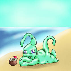 Pina relaxing at the beach