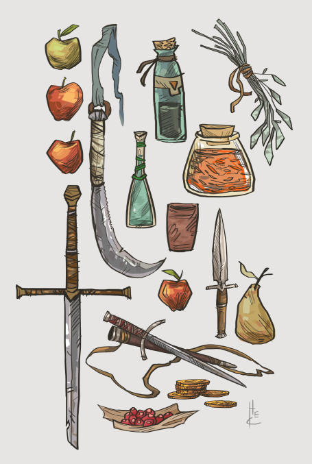 Item Sketches by Nafah on DeviantArt
