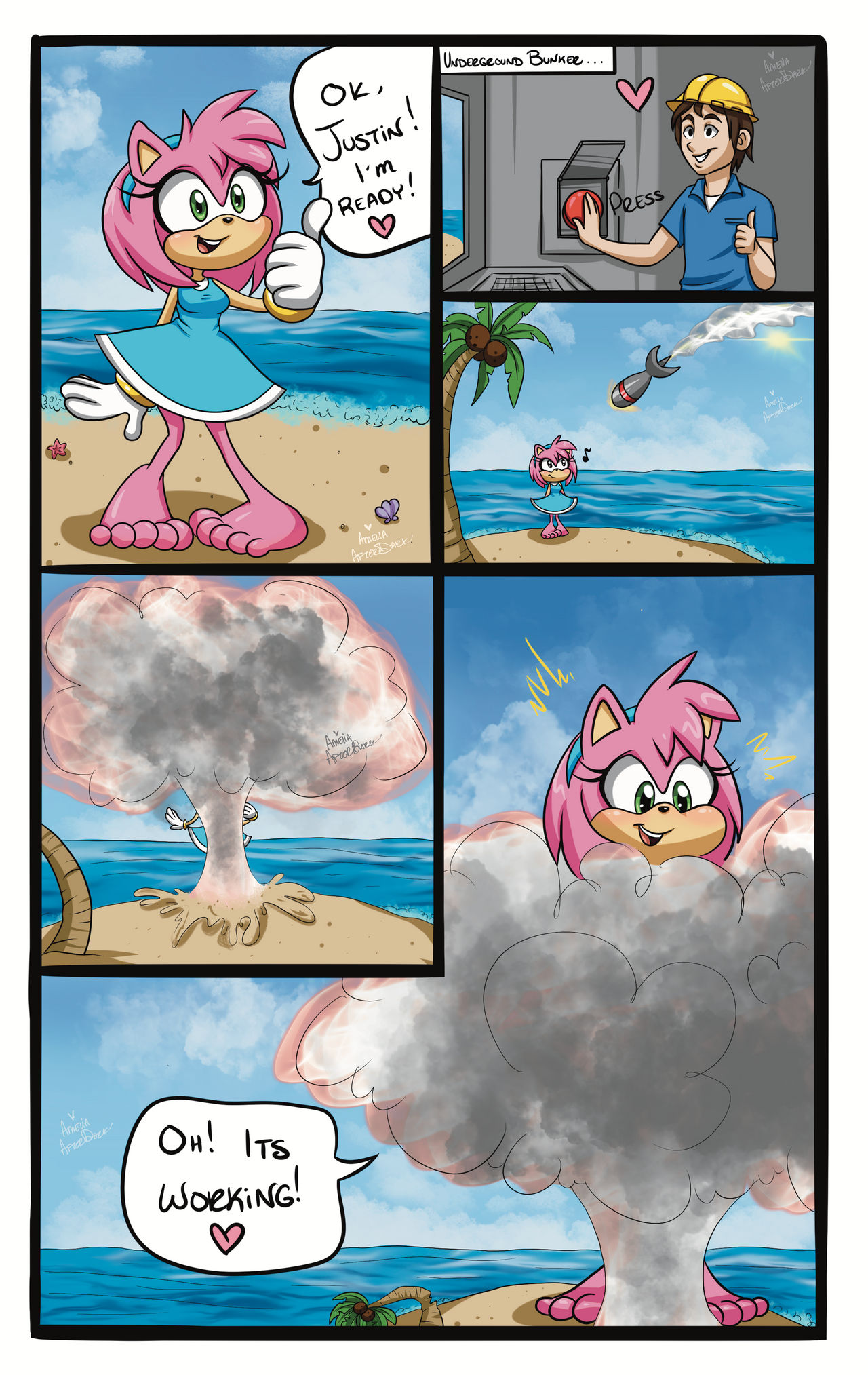 Giantess Amy Rose Pt 1 GTS SONIC COMIC COMM by ameliaAFTERDARK on