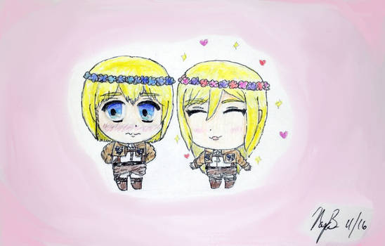 Chibi Armin and Krista: How is she so cute?