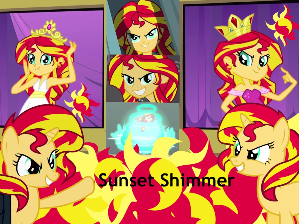 Sunset Shimmer Human And Pony wallpaper