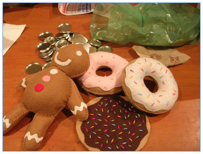 Felt donuts + gingerbread man