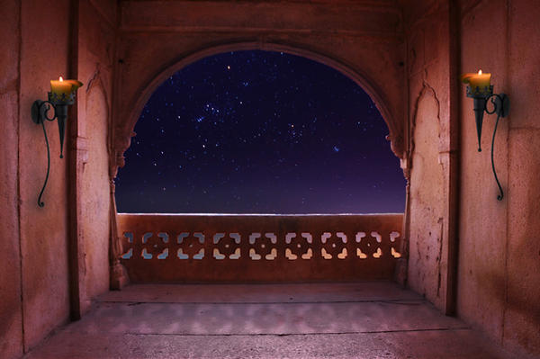 Arabian Nights Balcony premade background