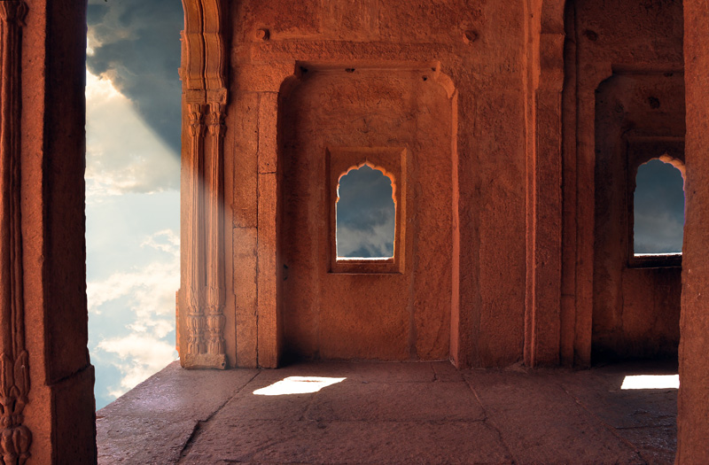 Temple Ruin Interior Background