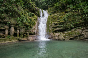 Jungle Waterfall Ruins Background