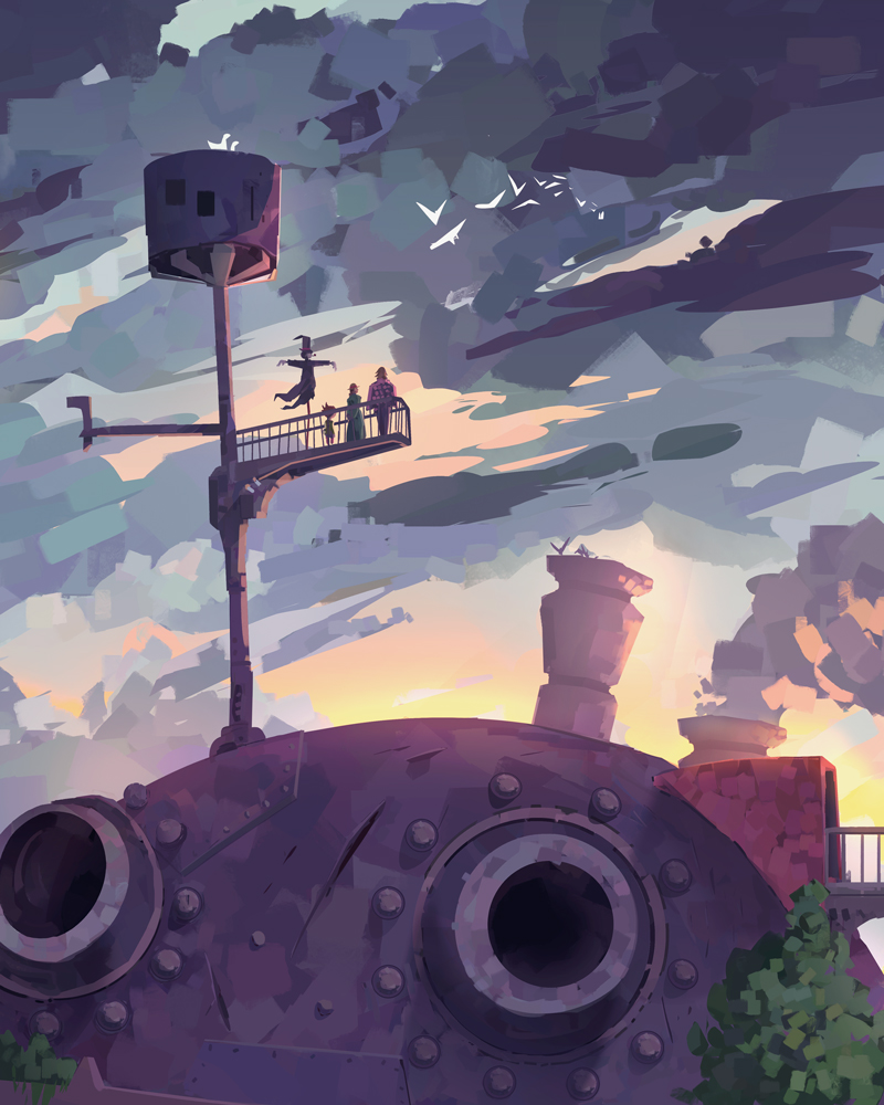 howl's moving castle sunset