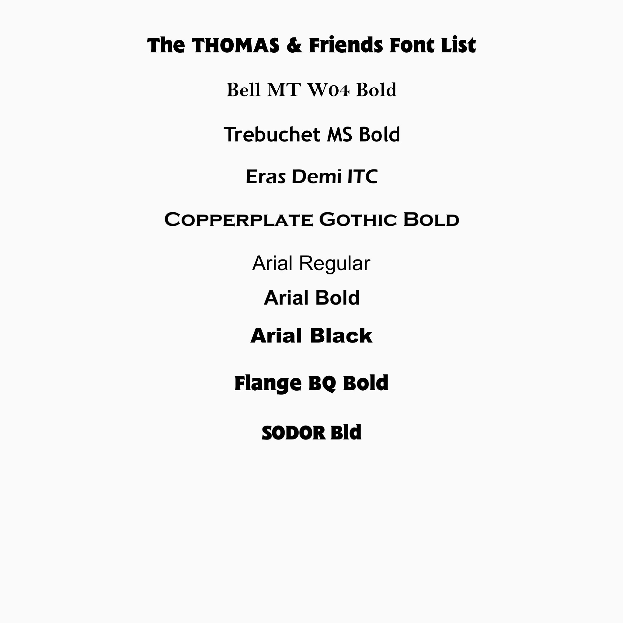 The THOMAS Friends Font List (20092020) 2nd by Charlieaat on DeviantArt
