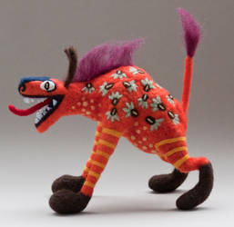 Needlefelted hyenaish alebrije