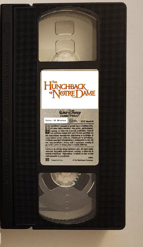 The Hunchback 1997 VHS Vertical Sticker Label By Warrencook1995 On the-hunchback-1997-vhs-vertical-sticker-label-by-warrencook1995-on