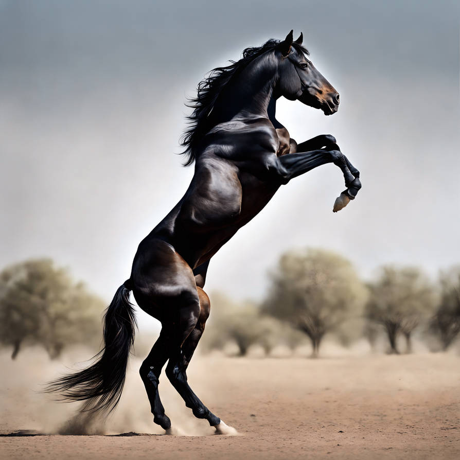 Unfixed Stallion Black stallion rearing up and standing on hind leg by colcasey65 on ...