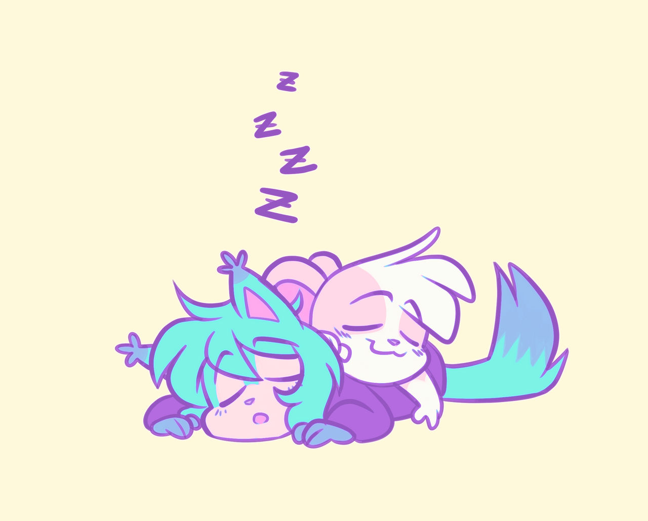 Sleepy Snuggles by HuniBunArt on DeviantArt