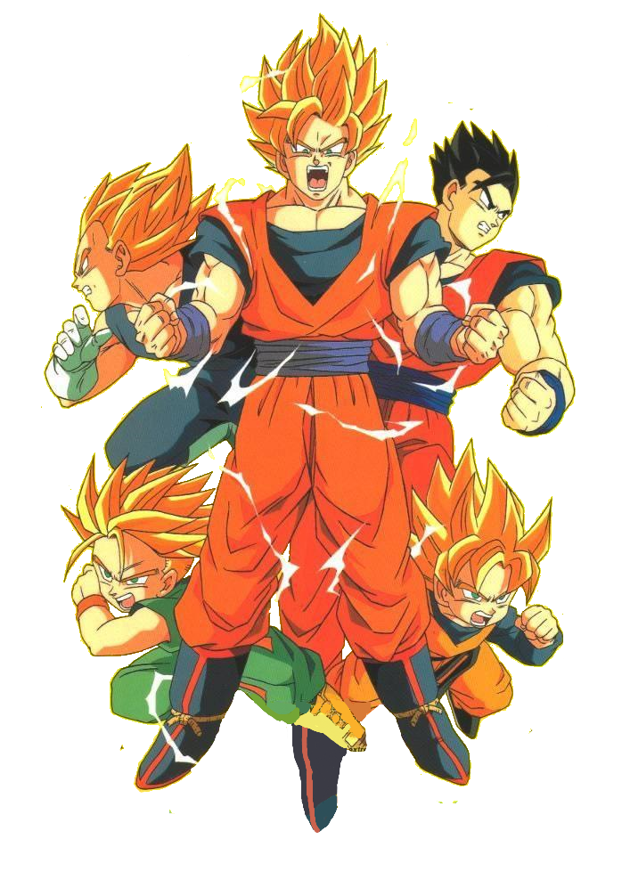 Desenhe goku super saiyajin gohan vegeta e trunks