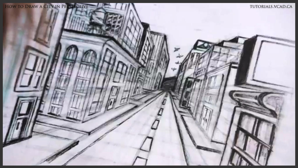 How To Draw A City In One Point Perspective 042 By Drawingcourse On  Deviantart