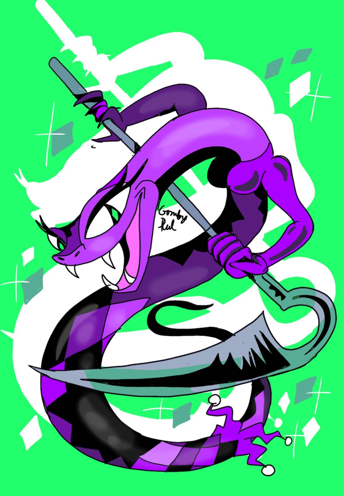 Jay Jay bites the devious snake lady by gameboyred on DeviantArt