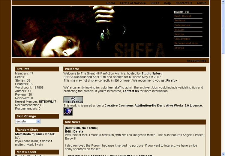 Silent Hill FanficArchive Skin