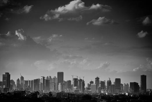 Jakarta in greyscale