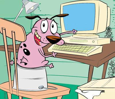 Courage Computer Courage having computer time by jonbusch10 on DeviantArt